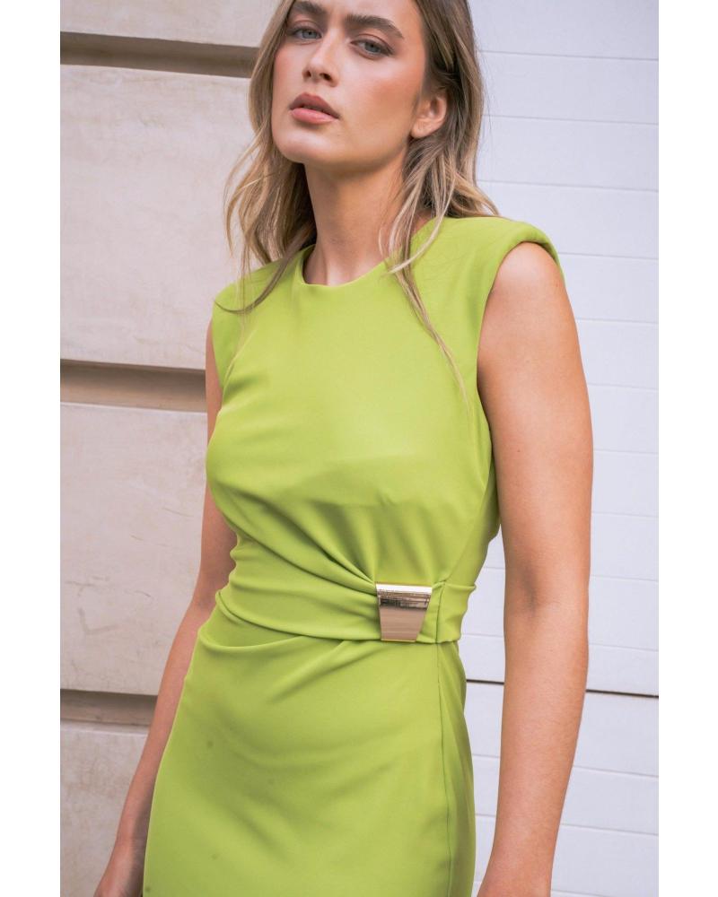PUNTOSALAO VESTIDO MIDI DRAPEADO VERDE VERDE