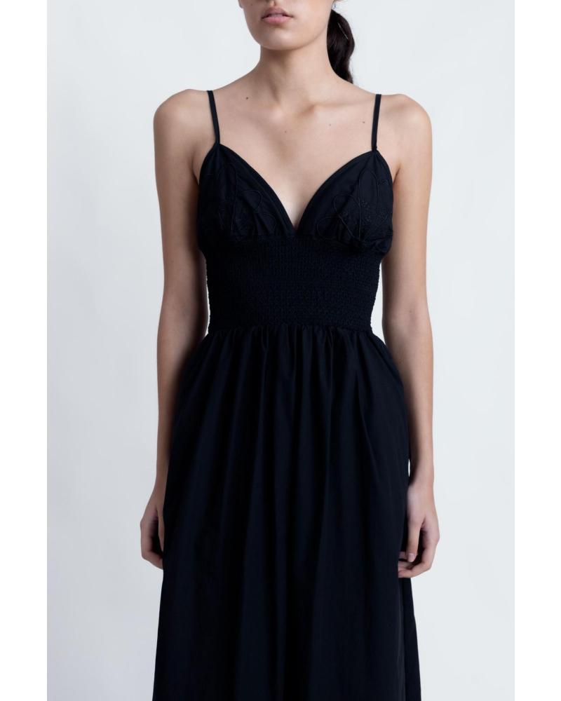 ABITO MIDI RICAMATO PUNTOSALAO - NERO NEGRO