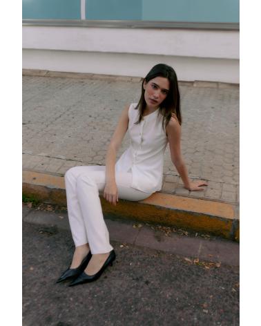 PUNTOSALAO TOP CHALECO ABOTONADO BLANCO