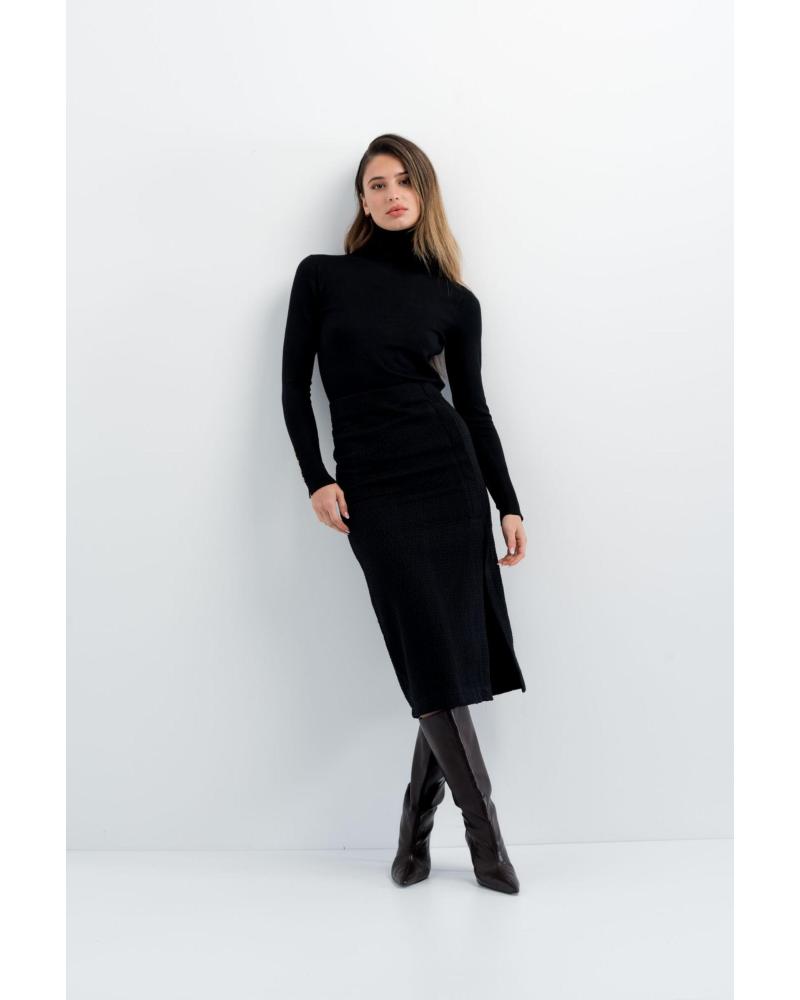 PUNTOSALAO FALDA MIDI LARGA NEGRA PUNTOSALAO CON ABERTURA LATERAL NEGRO