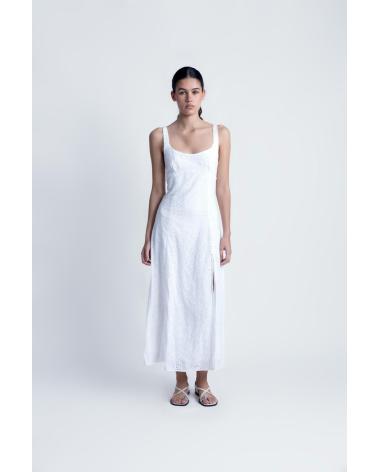 VESTIDO MIDI PERFURADO BRANCO PUNTOSALAO BLANCO