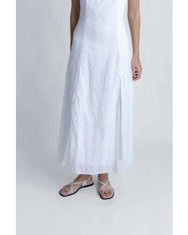 VESTIDO MIDI PERFORADO BLANCO PUNTOSALAO BLANCO