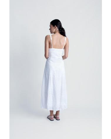 VESTIDO MIDI PERFORADO BLANCO PUNTOSALAO BLANCO