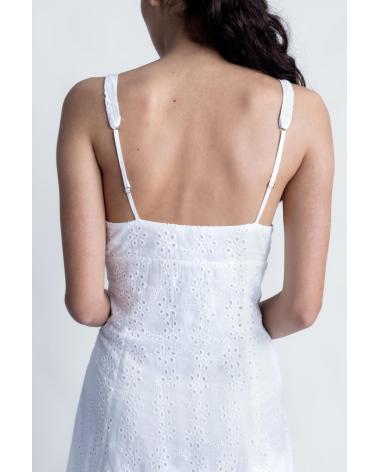 VESTIDO MIDI PERFORADO BLANCO PUNTOSALAO BLANCO