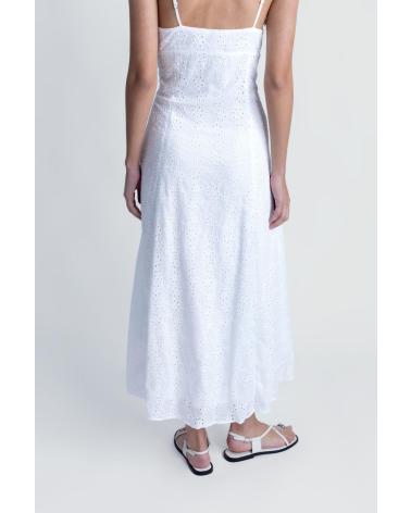 VESTIDO MIDI PERFORADO BLANCO PUNTOSALAO BLANCO