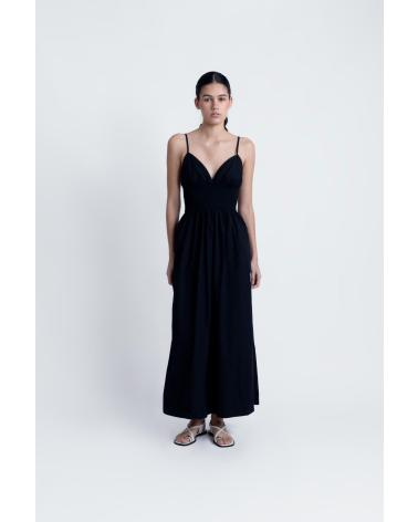 ABITO MIDI RICAMATO PUNTOSALAO - NERO NEGRO