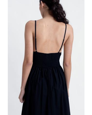 ABITO MIDI RICAMATO PUNTOSALAO - NERO NEGRO