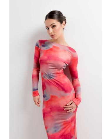 PUNTOSALAO VESTIDO LONGO ESTAMPADO MANGA COMPRIDA ROSA ROSA