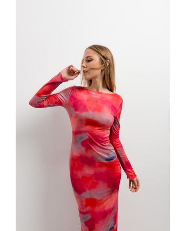 PUNTOSALAO VESTIDO LONGO ESTAMPADO MANGA COMPRIDA ROSA ROSA