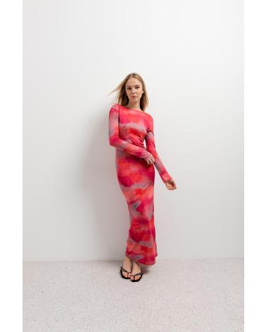 PUNTOSALAO VESTIDO LONGO ESTAMPADO MANGA COMPRIDA ROSA ROSA