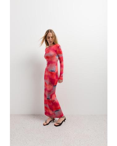 PUNTOSALAO VESTIDO LONGO ESTAMPADO MANGA COMPRIDA ROSA ROSA