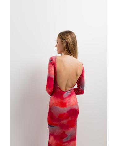 PUNTOSALAO VESTIDO LONGO ESTAMPADO MANGA COMPRIDA ROSA ROSA