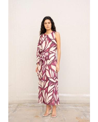 PUNTOSALAO VESTIDO LONGO ASSIMÉTRICO ESTAMPADO BORDÔ VARIOS COLORES