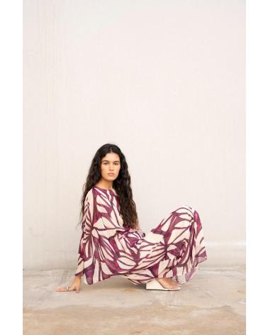 PUNTOSALAO VESTIDO LONGO ASSIMÉTRICO ESTAMPADO BORDÔ VARIOS COLORES