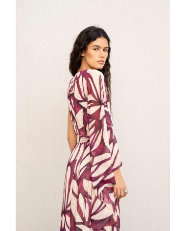 PUNTOSALAO VESTIDO LONGO ASSIMÉTRICO ESTAMPADO BORDÔ VARIOS COLORES
