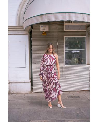 PUNTOSALAO VESTIDO LONGO ASSIMÉTRICO ESTAMPADO BORDÔ VARIOS COLORES