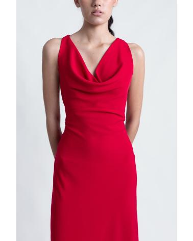 PUNTOSALAO VESTIDO LONGO VERMELHO COM APLIQUE NAS COSTAS ROJO