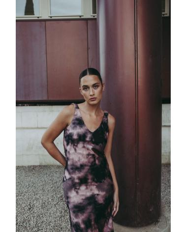 PUNTOSALAO VESTIDO ESTAMPADO TIE DYE PARA MUJER CON TIRANTES ESCOTE PIC ROSA