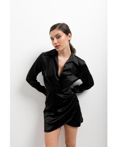 PUNTOSALAO VESTIDO CAMISERO PARA MUJER COLOR VERDE BOTELLA NEGRO