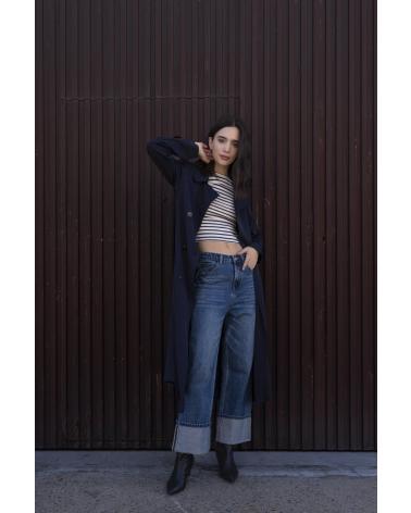 PUNTOSALAO OVERSIZE TRENCHCOAT MIT GÜRTEL BLAU AZUL