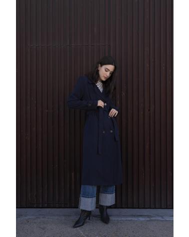 PUNTOSALAO OVERSIZE TRENCHCOAT MIT GÜRTEL BLAU AZUL