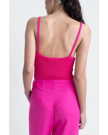 PUNTOSALAO ZWEIFARBIGES STRICK-CROP-TOP ROSA UND SCHWARZ NEGRO