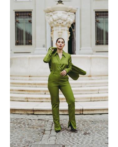 PUNTOSALAO PANTALONES ABERTURAS LATERALES MUJER COLOR VERDE TIRO ALTO VARIOS COLORES