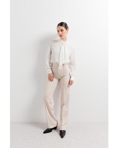 PUNTOSALAO PANTALON TIRO ALTO PARA MUJER TRABILLAS EN CINTURAS BEIGE