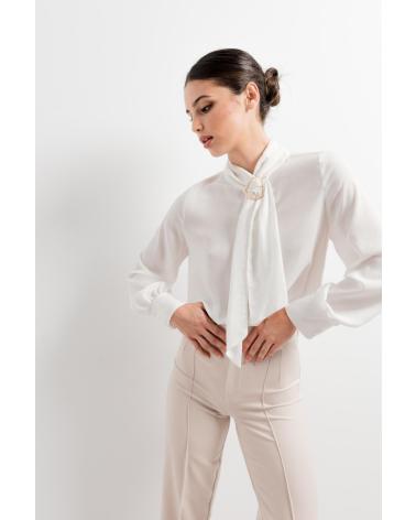 PUNTOSALAO PANTALON TIRO ALTO PARA MUJER TRABILLAS EN CINTURAS BEIGE