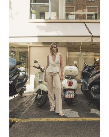 PUNTOSALAO PANTALON RECTO PARA MUJER EN COLOR BEIGE