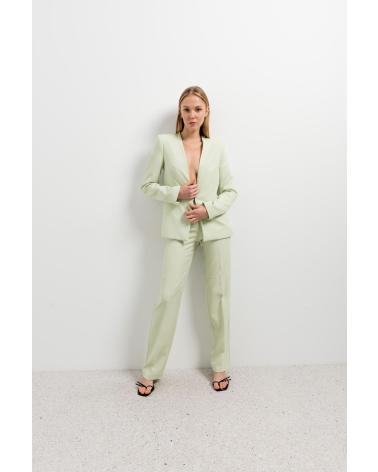 PANTALONE DRITTO PUNTOSALAO VERDE CON TASCHE ANTERIORI E GAMBA ACCORCIATA VERDE