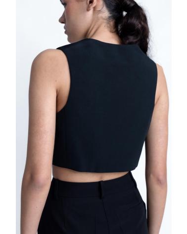 CALÇA PUNTOSALAO PREGAS CINTURA ALTA PRETA NEGRO