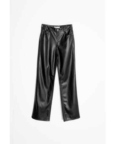 PUNTOSALAO PANTALONE EFFETTO PELLE VITA MEDIA NERO NEGRO