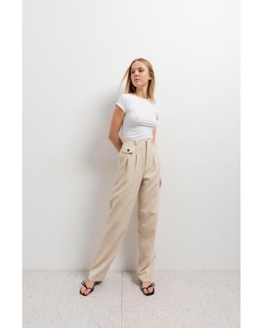 PUNTOSALAO CALÇAS DE PREGAS DESIGN MASCULINO, BEGE BEIGE