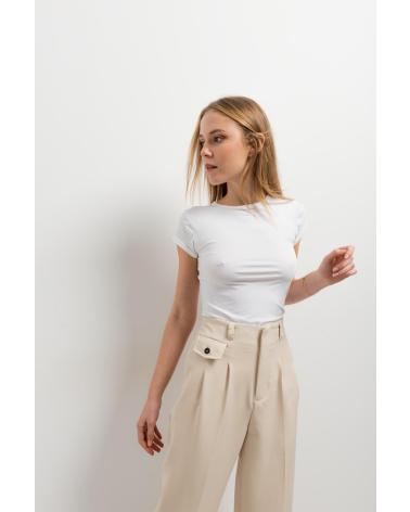 PUNTOSALAO PANTALON À PINCES COUPE MASCULINE, BEIGE BEIGE