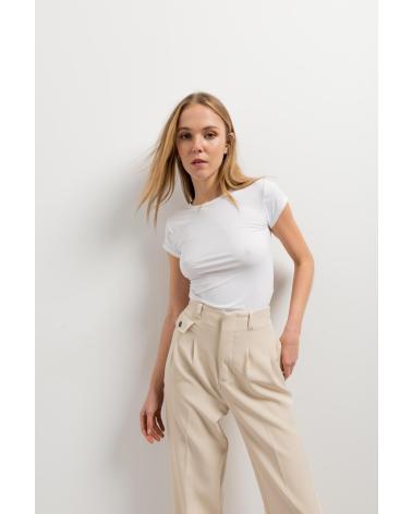 PUNTOSALAO PANTALON À PINCES COUPE MASCULINE, BEIGE BEIGE