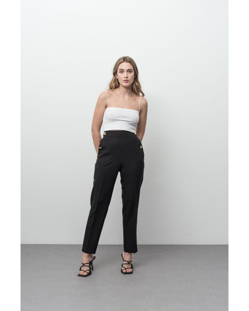 PUNTOSALAO PANTALON BOTONES DORADOS MUJER NEGRO