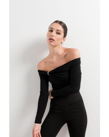 LEGGINGS FLARE PUNTOSALAO CON SPACCO ANTERIORE NERI NEGRO