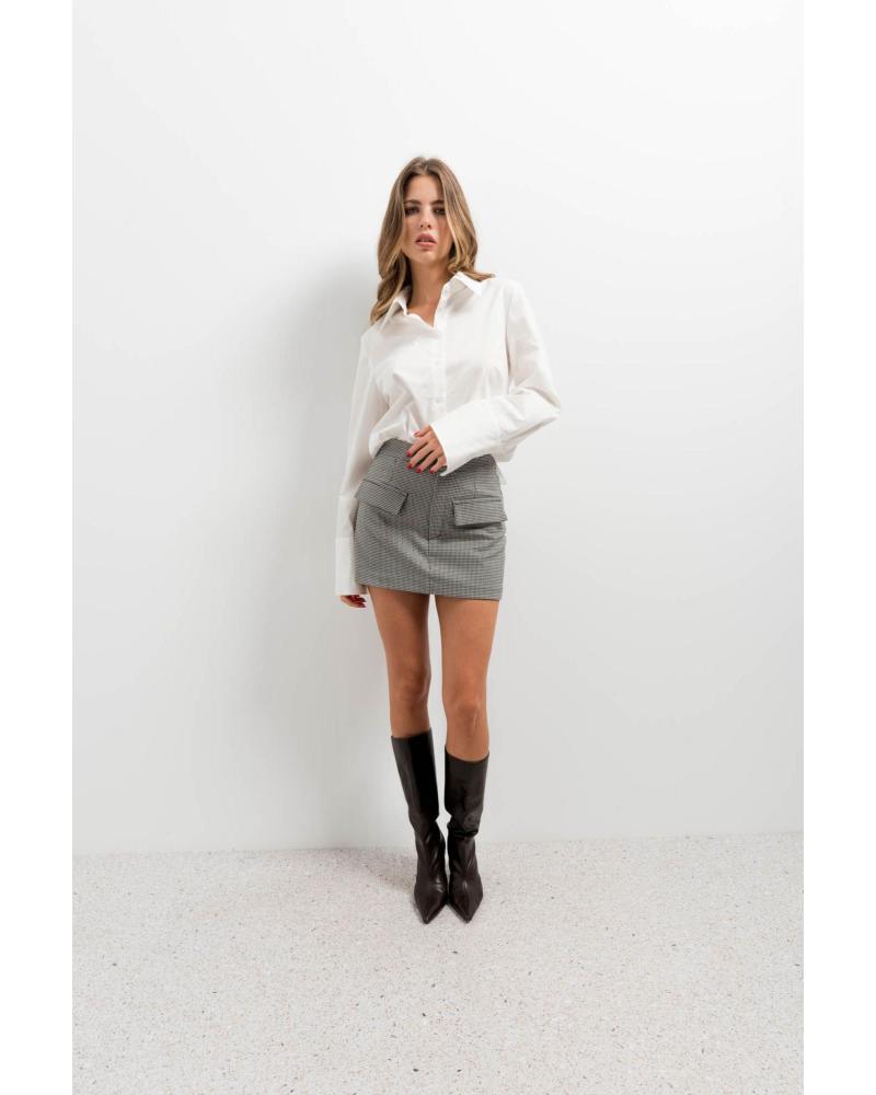 PUNTOSALAO GONNA-PANTALONE QUADRI VICHY VITA ALTA NERO NEGRO