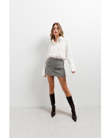 PUNTOSALAO GONNA-PANTALONE QUADRI VICHY VITA ALTA NERO NEGRO