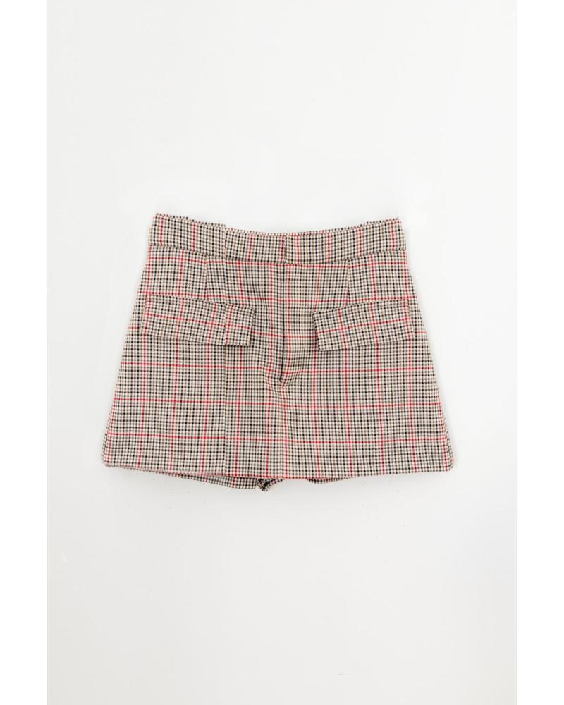 PUNTOSALAO GONNA-PANTALONE MARRONE STAMPA PIED DE POULE MARRóN