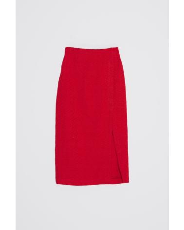 PUNTOSALAO FALDA MIDI LARGA ROJA PUNTOSALAO CON ABERTURA LATERAL ROJO