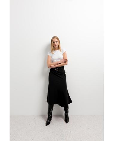 GONNA PUNTOSALAO MIDI SVASATA NERA CON CINTURA NEGRO