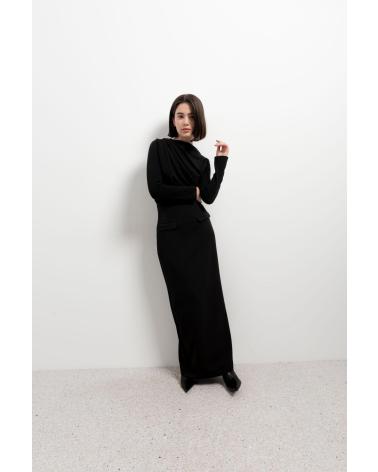 PUNTOSALAO FALDA MIDI ABERTURA TRASERA PARA MUJER NEGRO