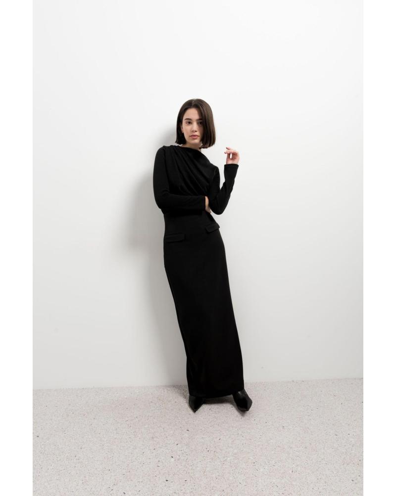 PUNTOSALAO FALDA MIDI ABERTURA TRASERA PARA MUJER NEGRO