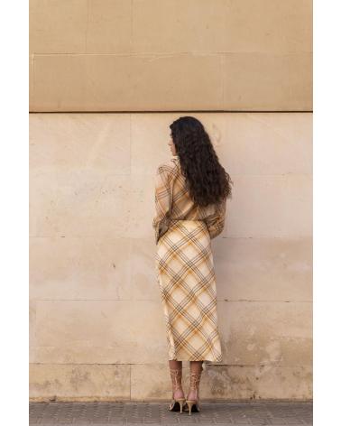 PUNTOSALAO GONNA MIDI STAMPA QUADRI BEIGE BEIGE