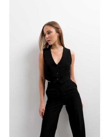 PUNTOSALAO GILET SARTO CORTO SCOLLO A V NERO NEGRO