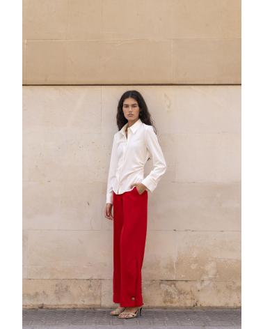 PUNTOSALAO CAMICIA BIANCA ELEGANTE CON TEXTURE E PIEGHE BLANCO