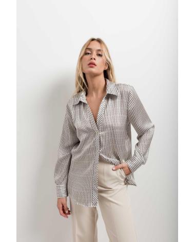 PUNTOSALAO CAMICIA SATINATA A RIGHE ABBOTONATA BIANCA BLANCO