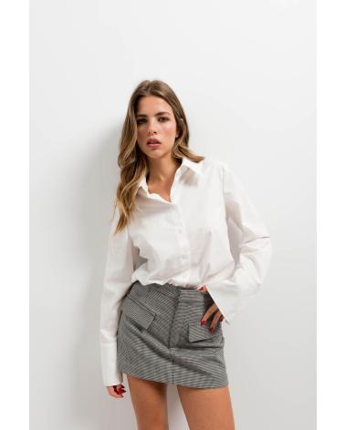 CAMISA PUNTOSALAO POPELINE BRANCA COM FECHO DE BOTÕES BLANCO